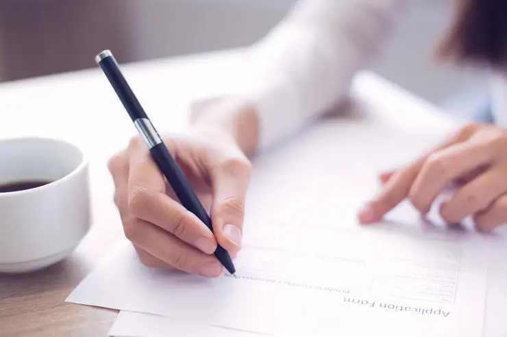 filling out form