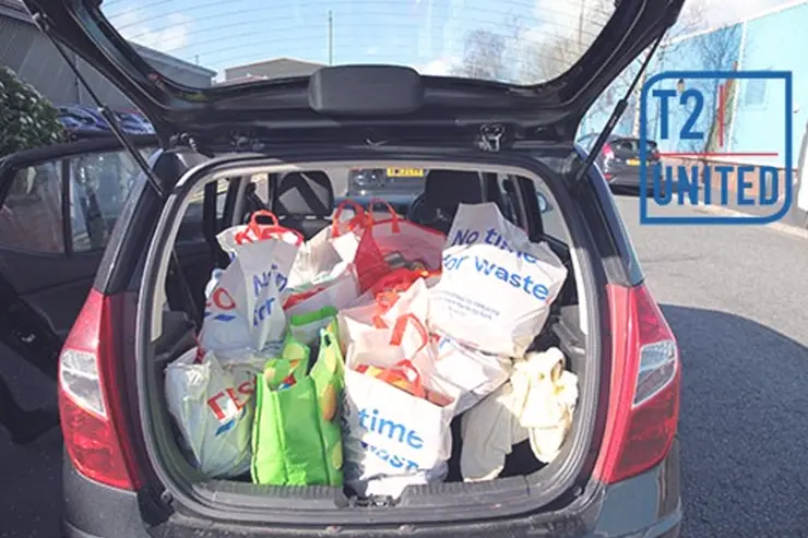 A car boot loaded with donations
